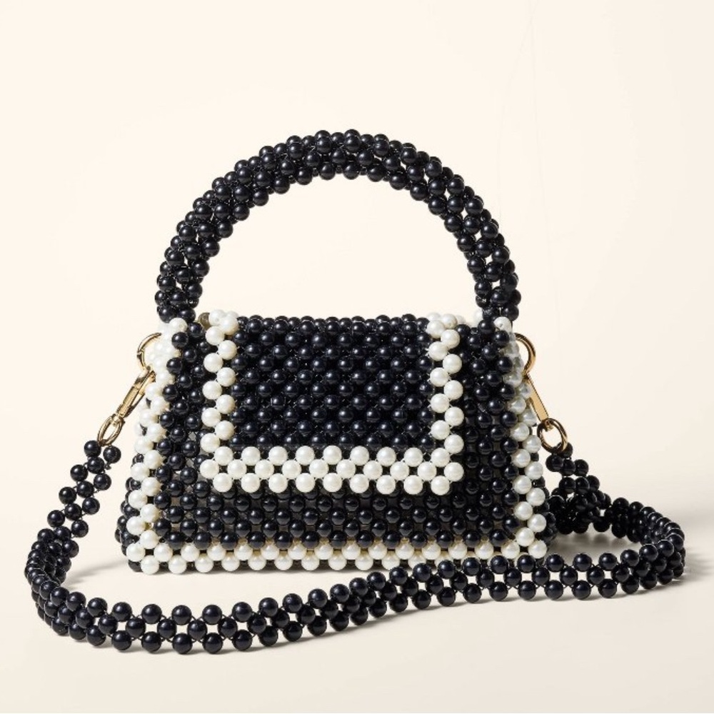 Kate Spade Elegant Black and White Beaded Handbag